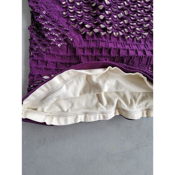 Intimately Free People Bodycon Textured Illusion Plum Purple Mini Dress Size M - Picture 4 of 5